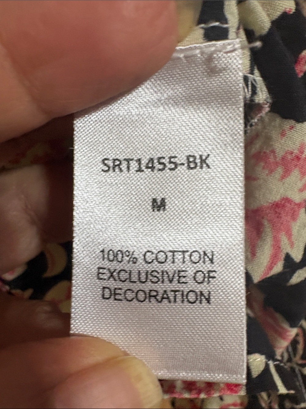 THML Black Floral Blouse with Pink and Cream Blossoms - Picture 8 of 9